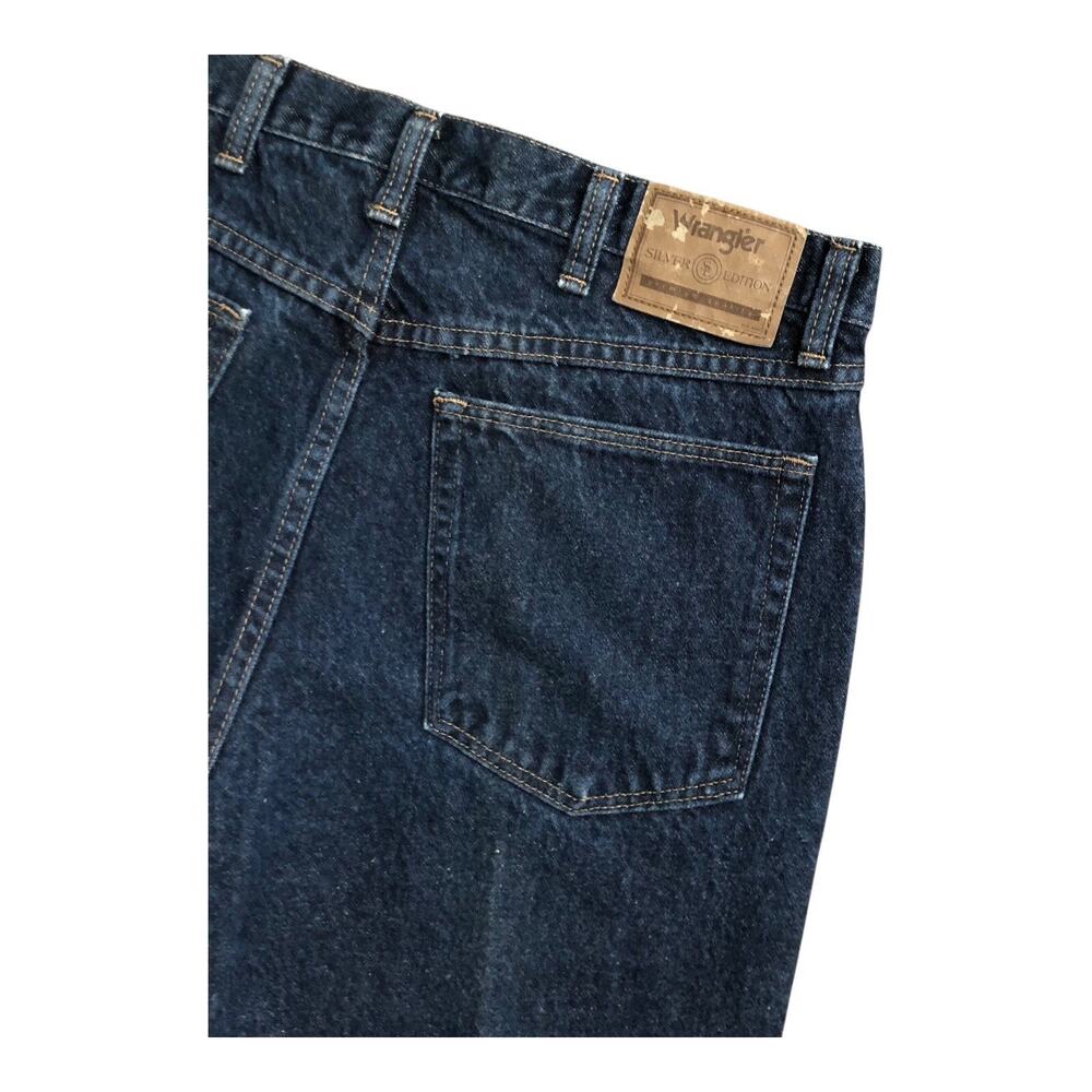 Wrangler Jeans Mens 34 Dark Wash Blue Straight Leg 100% Cotton 27" Inseam - Picture 3 of 8